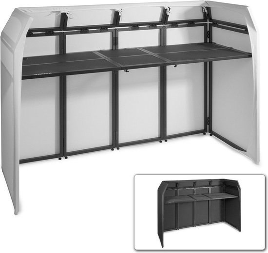 Vonyx DB5 XL DJ Booth meubel incl. witte en zwarte lycra stretch doeken