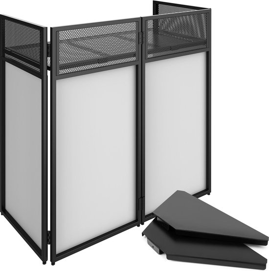 DJ Booth - Vonyx DB4 DJ meubel met witte en zwarte doeken, hoekplaten voor extra ruimte en draagtassen