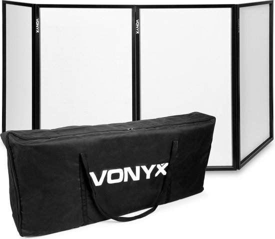 DJ Booth - Vonyx DB2 DJ scherm inclusief tas - Set met 4 panelen van 120 x 70cm met tas - Wit