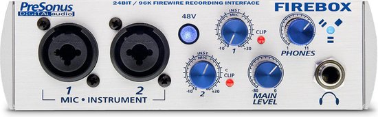 Presonus Firebox audiointerface met firewire, 24Bit/96K, 4 inputs, 4 outputs, zilver